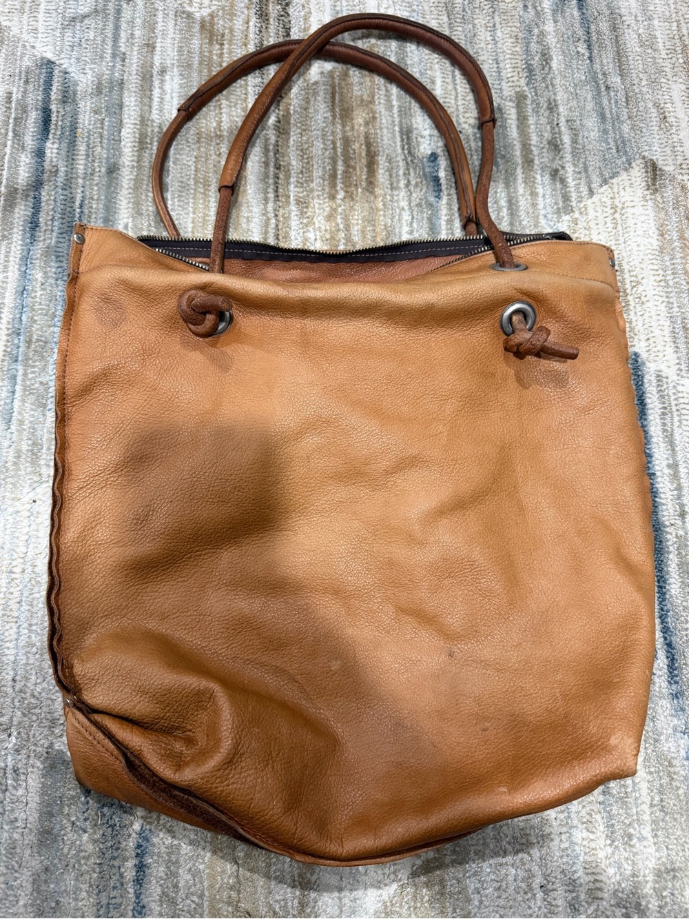 Women's Leather Tote in Cognac Tan